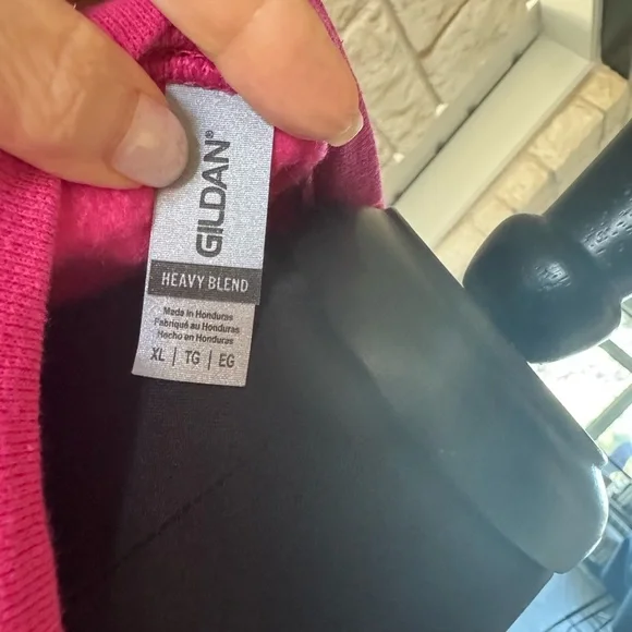 Gildan Pink Crew Neck Sweatshirt with Love Appliquéd - Picture 2 of 5